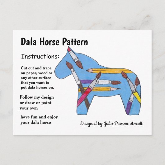 Kunstklasse Dala Horse Pattern om te delen Feestdagenkaart (Voorkant)