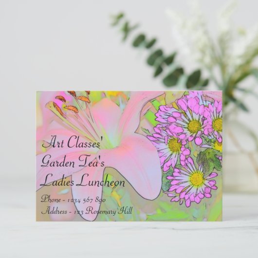 Kunstklassen Dames Luncheon Garden Tea's Kaart (Staand voorkant)