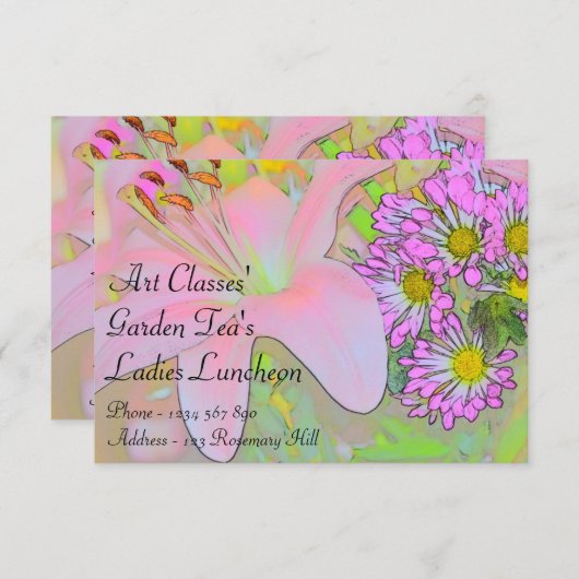 Kunstklassen Dames Luncheon Garden Tea's Kaart (Voorkant / Achterkant)