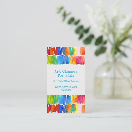 Kunstklassen voor verfactiviteiten voor kinderen visitekaartje (Staand voorkant)