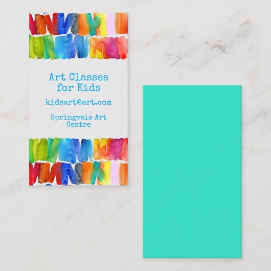 Kunstklassen voor verfactiviteiten voor kinderen visitekaartje (Voorkant / Achterkant)