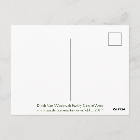 Kunstkleding van de familie Van Westervelt Briefkaart (Achterkant)