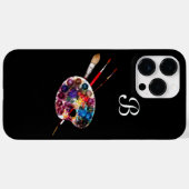 KUNSTKLEUR PALETTE EN BRUSHT MONOGRAM Black Case-Mate iPhone Case (Achterkant (horizontaal))