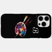 KUNSTKLEUR PALETTE EN BRUSHT MONOGRAM Black Case-Mate iPhone Case (Achterkant (horizontaal))