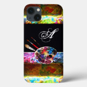 KUNSTKLEUR PALETTE EN BRUSHT MONOGRAM Black Case-Mate iPhone Case (Achterkant)