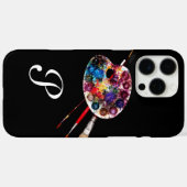 KUNSTKLEUR PALETTE EN BRUSHT MONOGRAM Black Case-Mate iPhone Case (Achterkant (horizontaal))