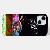 KUNSTKLEUR PALETTE EN BRUSHT MONOGRAM Black Case-Mate iPhone Case (Achterkant (horizontaal))
