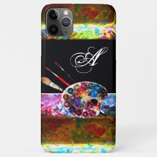 KUNSTKLEUR PALETTE EN BRUSHT MONOGRAM Black Case-Mate iPhone Case (Achterkant)