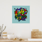 kunstkleurige geometrische driehoeken poster (Keuken)