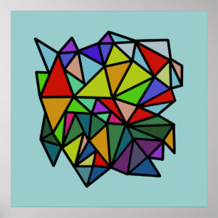 kunstkleurige geometrische driehoeken poster