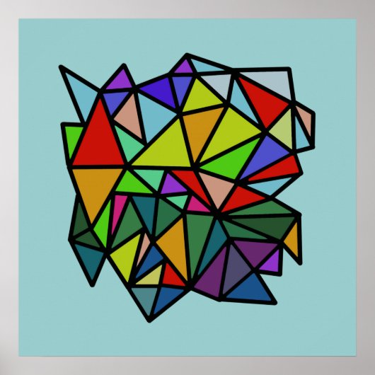 kunstkleurige geometrische driehoeken poster (Voorkant)
