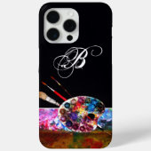 KUNSTKLEURPALETTE, BRUSHES, MONOGRAM Black Case-Mate iPhone Case (Achterkant)