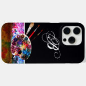 KUNSTKLEURPALETTE, BRUSHES, MONOGRAM Black Case-Mate iPhone Case (Achterkant (horizontaal))
