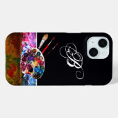 KUNSTKLEURPALETTE, BRUSHES, MONOGRAM Black Case-Mate iPhone Case (Achterkant (horizontaal))