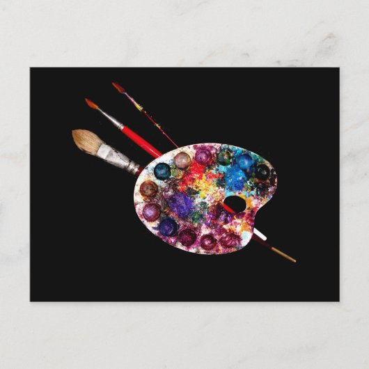 KUNSTKLEURPALETTE EN BRUSHEN BRIEFKAART (Voorkant)