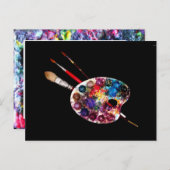 KUNSTKLEURPALETTE EN BRUSHEN BRIEFKAART (Voorkant / Achterkant)
