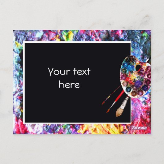 KUNSTKLEURPALETTE EN BRUSHEN BRIEFKAART (Achterkant)