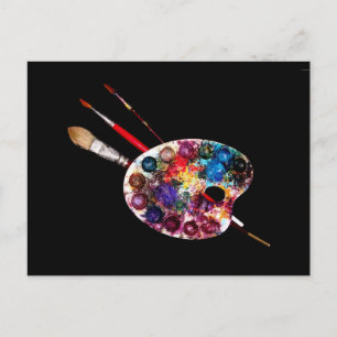 KUNSTKLEURPALETTE EN BRUSHEN BRIEFKAART