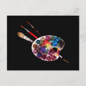 KUNSTKLEURPALETTE EN BRUSHEN BRIEFKAART (Voorkant)