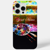 KUNSTKLEURPALETTE EN BRUSHEN, zwart Case-Mate iPhone Case (Achterkant)