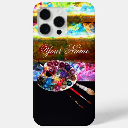 KUNSTKLEURPALETTE EN BRUSHEN, zwart Case-Mate iPhone Case (Achterkant)