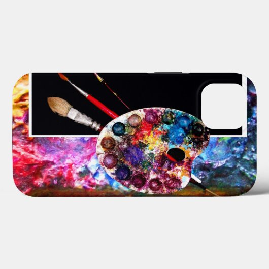 KUNSTKLEURPALETTE EN BRUSHEN, zwart Case-Mate iPhone Case (Achterkant (horizontaal))