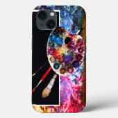 KUNSTKLEURPALETTE EN BRUSHEN, zwart Case-Mate iPhone Case (Achterkant)