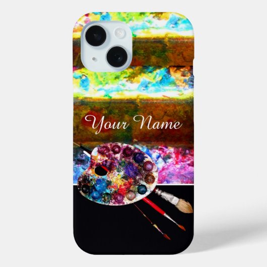 KUNSTKLEURPALETTE EN BRUSHEN, zwart Case-Mate iPhone Case (Achterkant)