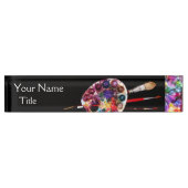 KUNSTKLEURPALETTE EN BRUSHEN, zwart Naambordje (Voorkant)