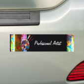 KUNSTKLEURPALETTE EN BRUSHUIZEN IN ZWART BUMPERSTICKER (Op auto)