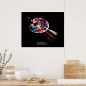 KUNSTKLEURPALETTE EN BRUSHUIZEN IN ZWART POSTER (Keuken)