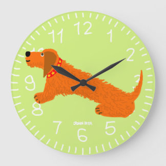 Kunstklok: John Dyer Sausage Dog Limoen Grote Klok
