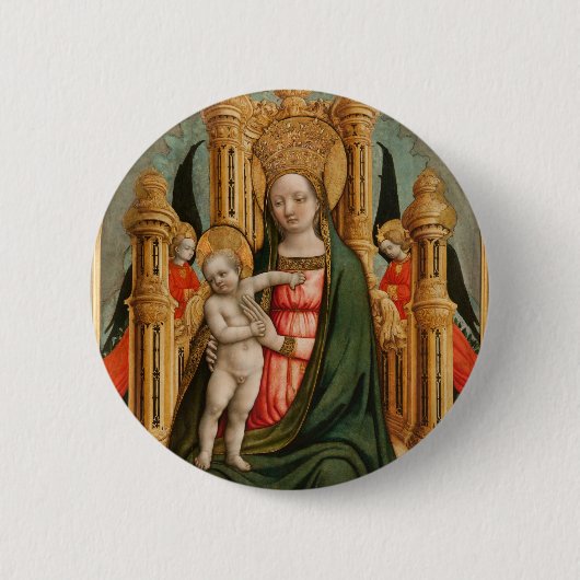 Kunstknop "De maagd en het kind" Ronde Button 5,7 Cm (Voorkant)