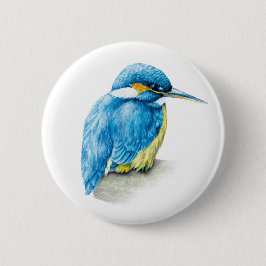 Kunstknop Kingfisher Waterverf/badge Ronde Button 5,7 Cm