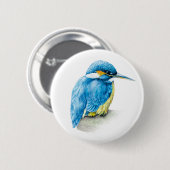 Kunstknop Kingfisher Waterverf/badge Ronde Button 5,7 Cm (Voorkant /achterkant)