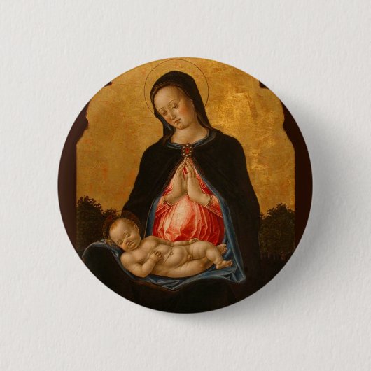 Kunstknop Madonna & Child Ronde Button 5,7 Cm (Voorkant)