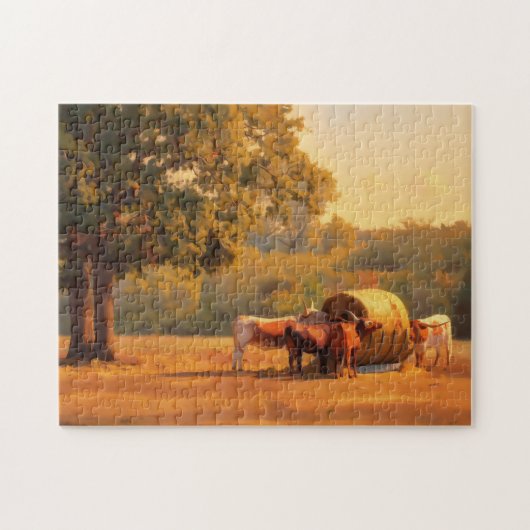 Kunstkoeboerderijpuzzel in vintage stijl legpuzzel (Horizontaal)