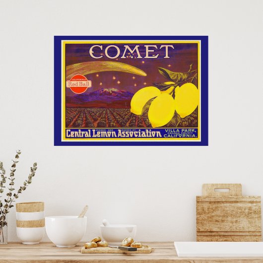  kunstkomeet Merk Lemon Label Kitchen Art Poster (Keuken)