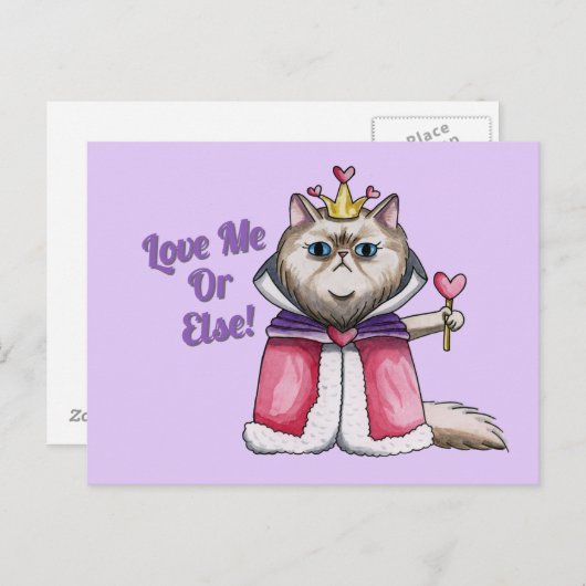 Kunstkoningin Perzische Kattenillustratie Briefkaart (Voorkant / Achterkant)