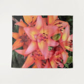 Kunstkoraal met gekleurde tuinlilies wandkleed (Voorkant (horizontaal))