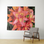 Kunstkoraal met gekleurde tuinlilies wandkleed (In Situ (horizontaal))