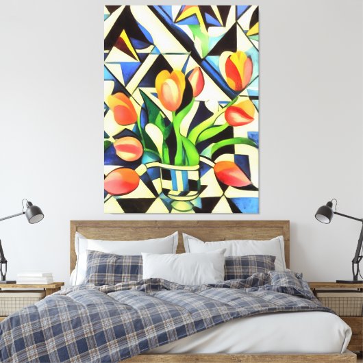 Kunstkunst Deco-stijl Tulieren Canvas Afdruk (Insitu (Slaapkamer))