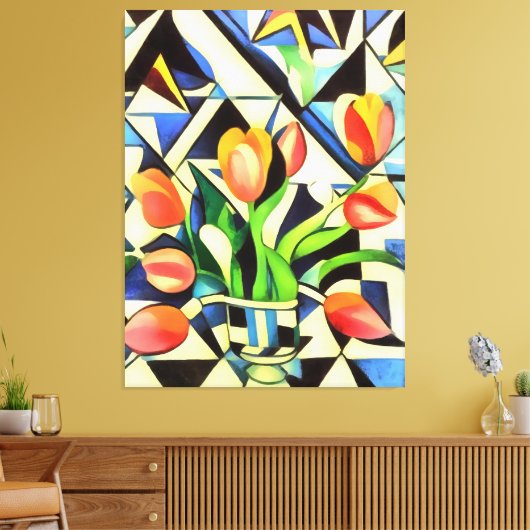Kunstkunst Deco-stijl Tulieren Canvas Afdruk (Insitu (Woonkamer))