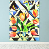 Kunstkunst Deco-stijl Tulieren Canvas Afdruk (Insitu (Houten vloer))
