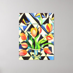 Kunstkunst Deco-stijl Tulieren Canvas Afdruk