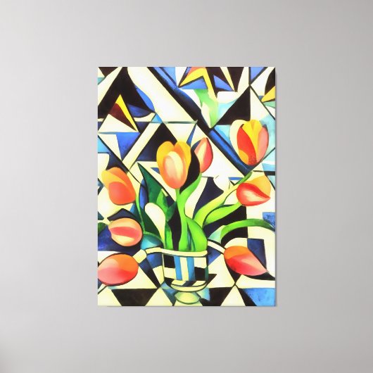 Kunstkunst Deco-stijl Tulieren Canvas Afdruk (Voorkant)