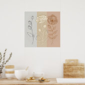 Kunstkunst in de muur van de Daisy flower Poster (Keuken)