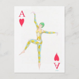 Kunstkunst met kunstdanskunst, harlequin briefkaart