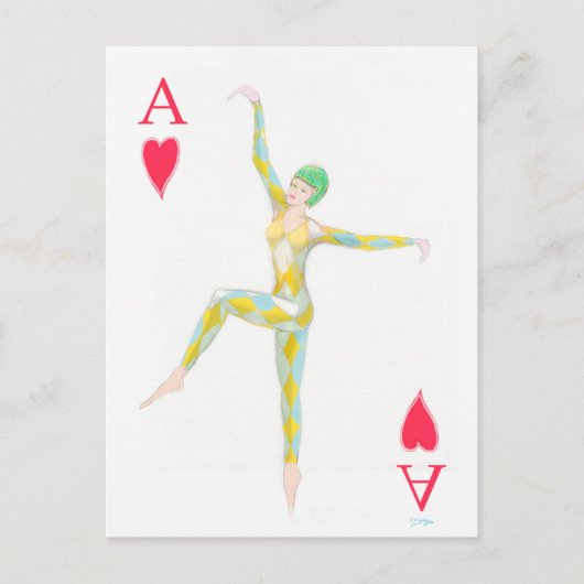Kunstkunst met kunstdanskunst, harlequin briefkaart (Voorkant)