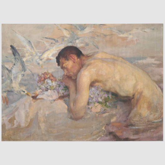 Kunstkunst met  kunstwerken voor mannelijke zeemee tissuepapier (Voorkant)